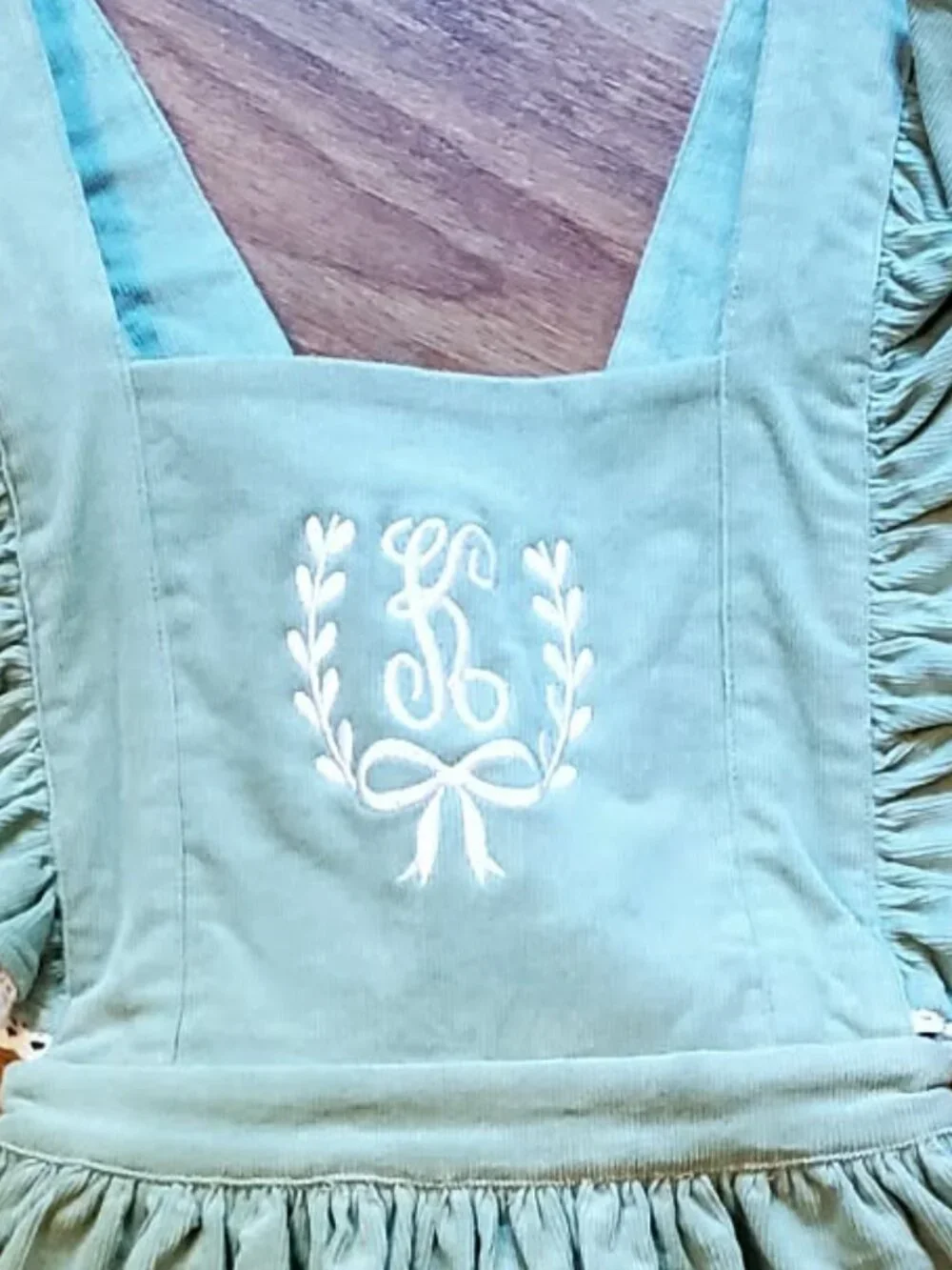 NWT Serendipity Monogramed K Apron Dress Size 5-6